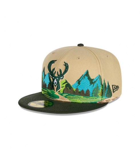 Gorro 59fifty NBA Milwaukee Bucks Team Landscape Light Beige