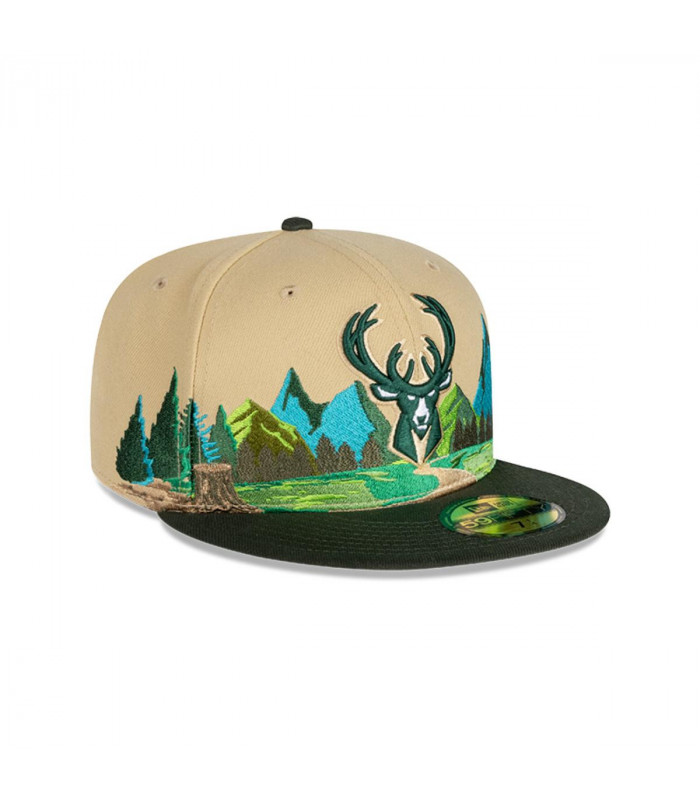 Gorro 59fifty NBA Milwaukee Bucks Team Landscape Light Beige