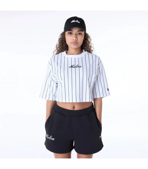 Polera Pinstripe  New Era Script Blanco Women