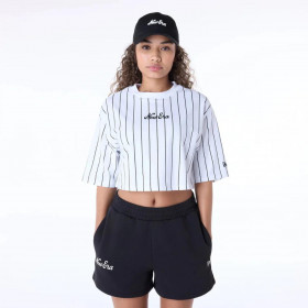 Polera Pinstripe  New Era Script Blanco Women