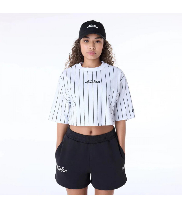 Polera Pinstripe  New Era Script Blanco Women