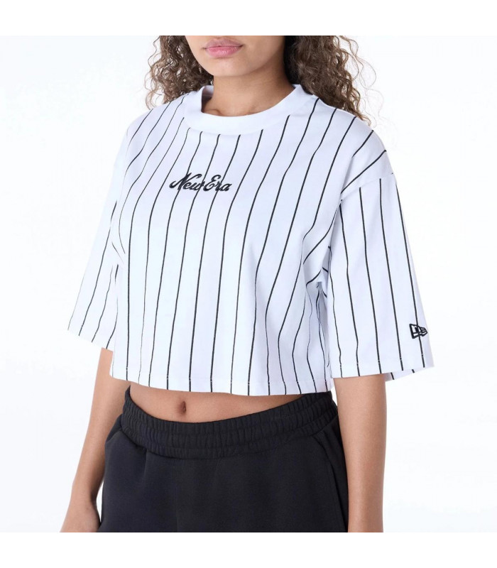 Polera Pinstripe  New Era Script Blanco Women