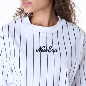 Polera Pinstripe  New Era Script Blanco Women