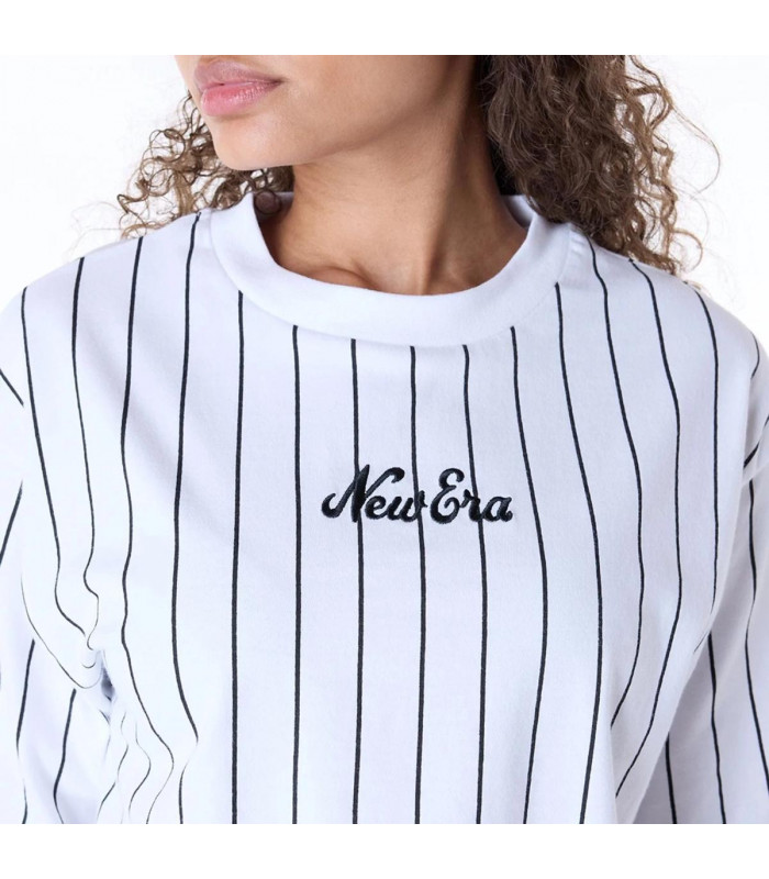 Polera Pinstripe  New Era Script Blanco Women