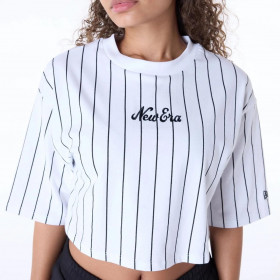 Polera Pinstripe  New Era Script Blanco Women