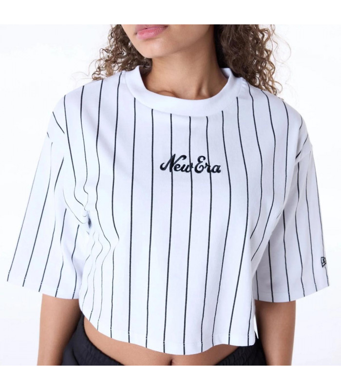 Polera Pinstripe  New Era Script Blanco Women