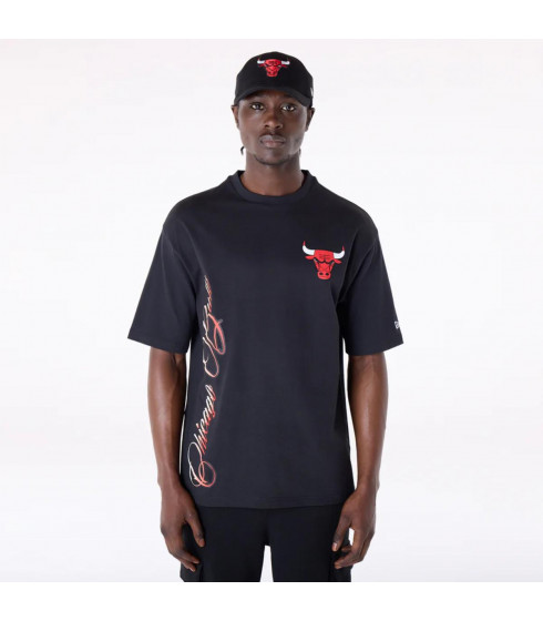 Polera Chicago Bulls Font Graphic Negro