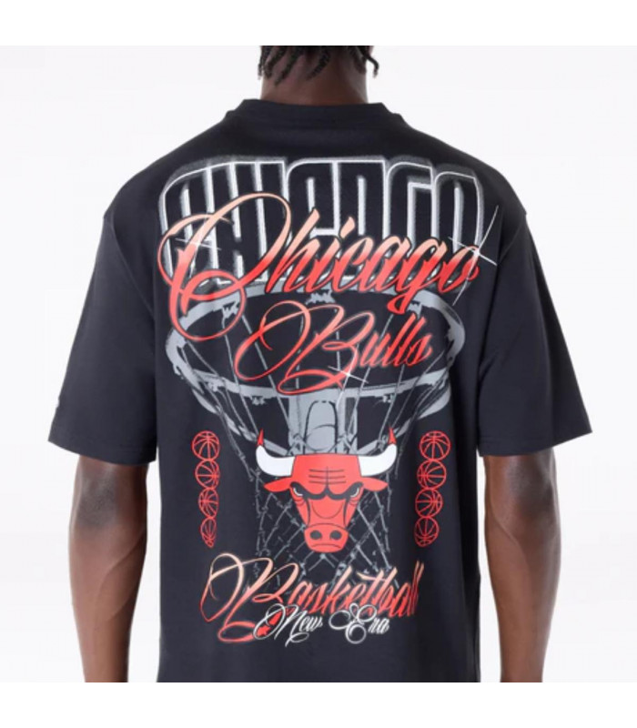 Polera Chicago Bulls Font Graphic Negro
