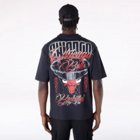 Polera Chicago Bulls Font Graphic Negro
