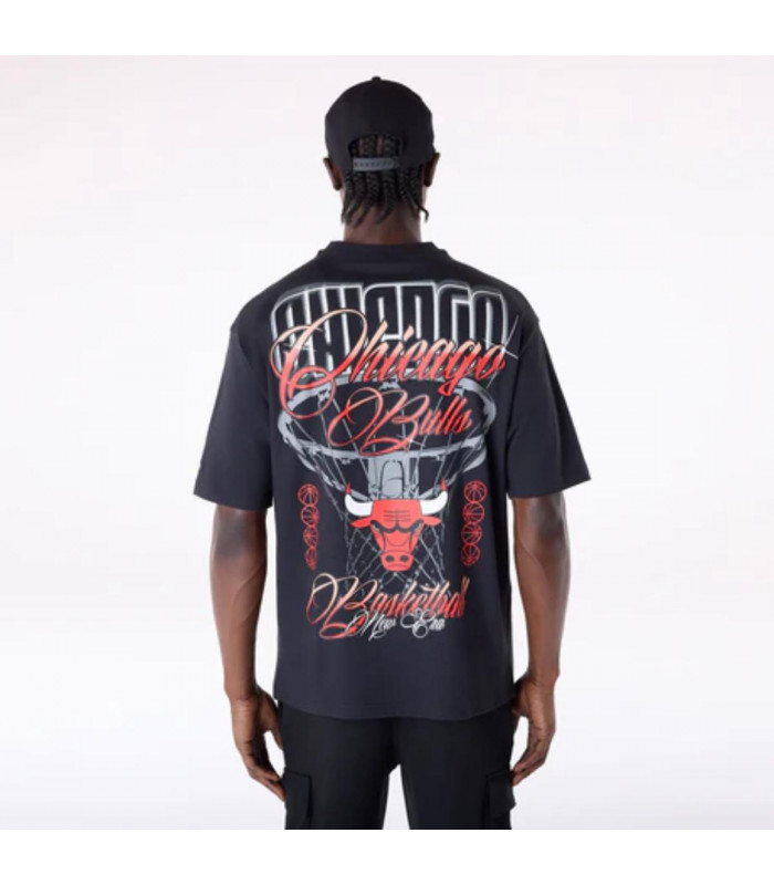 Polera Chicago Bulls Font Graphic Negro