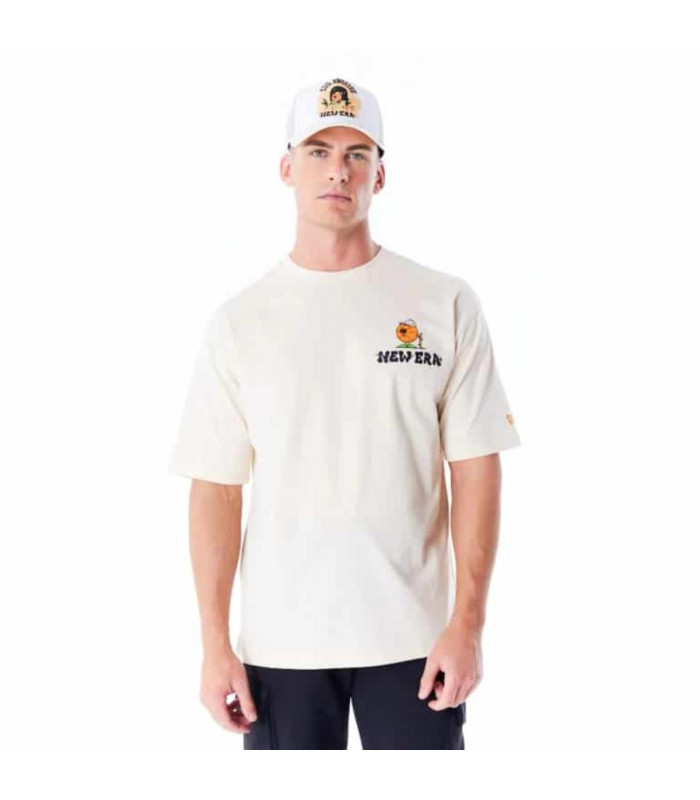 Polera New Era Brand City Graphic Light Beige