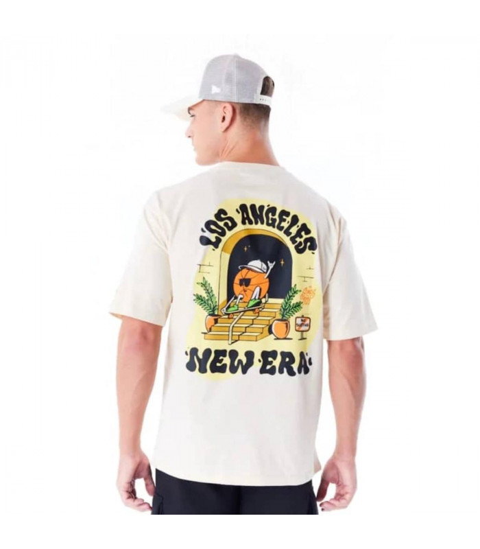 Polera New Era Brand City Graphic Light Beige