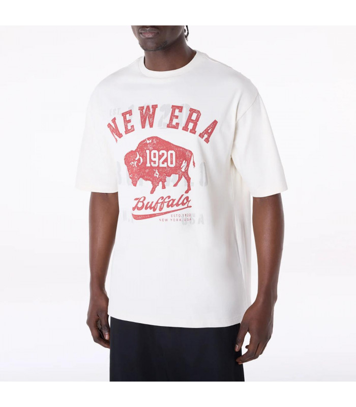 Polera  New Era Buffalo Graphic Open White