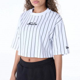 Polera Pinstripe  New Era Script Blanco Women