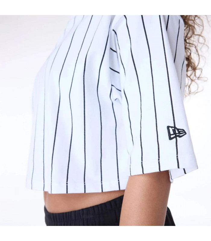 Polera Pinstripe  New Era Script Blanco Women
