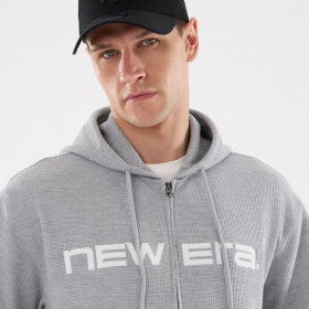 Poleron Front Zipper Korea Waffle Zip Gris