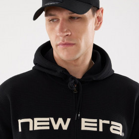 Poleron Front Zipper Korea Waffle Zip Negro